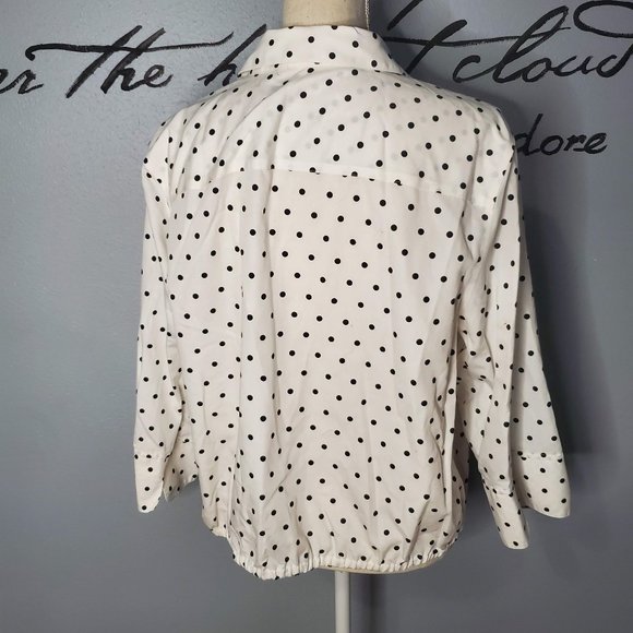 Chicos Black White Polka Dot Button Up Tie Waist - Picture 3 of 6